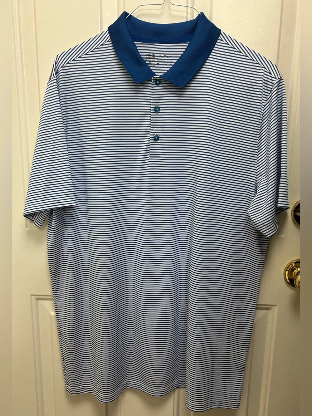 Nike Dri-Fit Royal Blue Striped Polo Shirt - Classic Casual